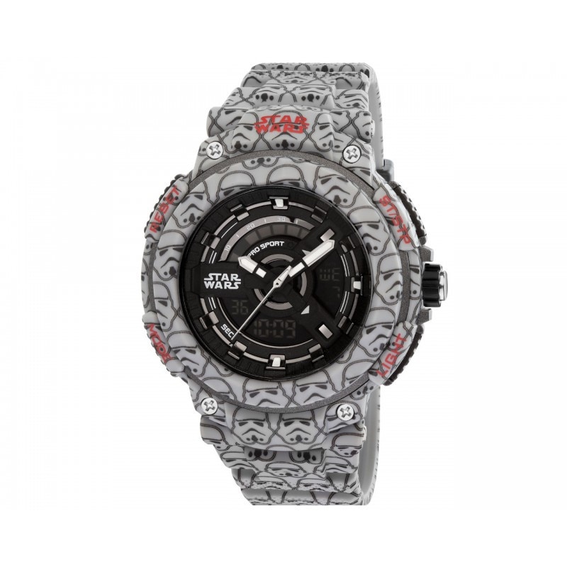 Ceas mecanism electronic, AM:PM, Star Wars Storm Trooper, curea din plastic gri, SP164-G427