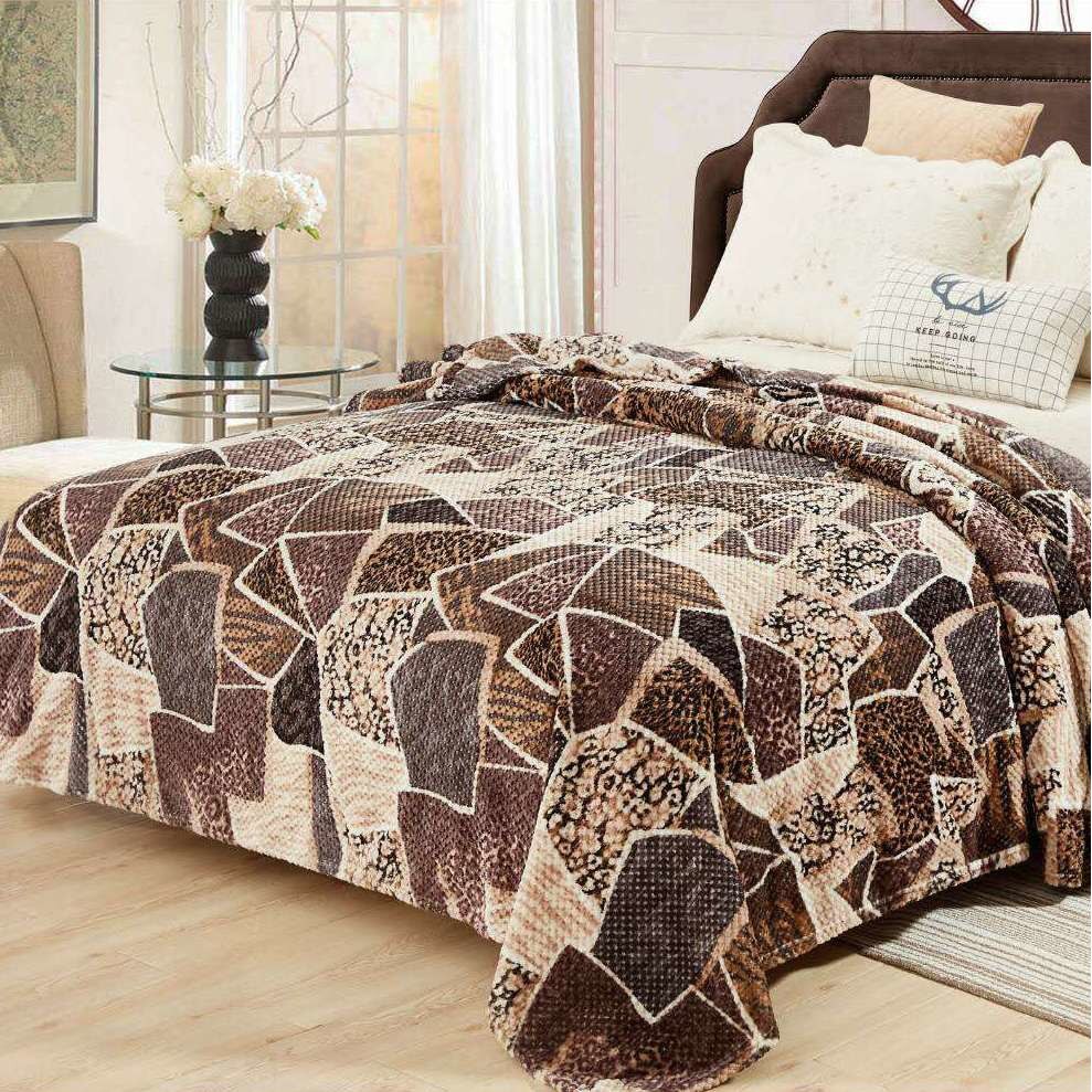 Patura Cocolino moale, gofrata maro cu model, punga cadou 200X230cm Gf29