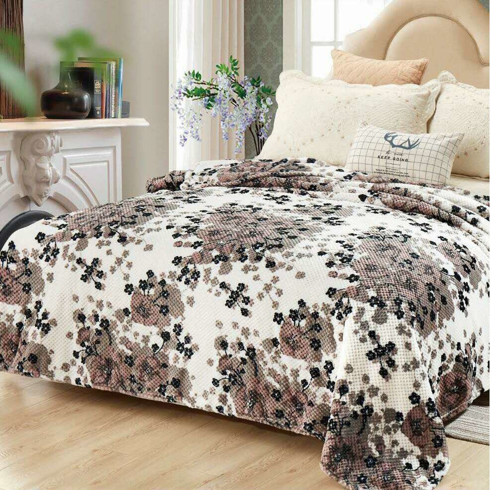 Patura Cocolino moale, gofrata gri rosu cu model, punga cadou 200X230cm Gf34