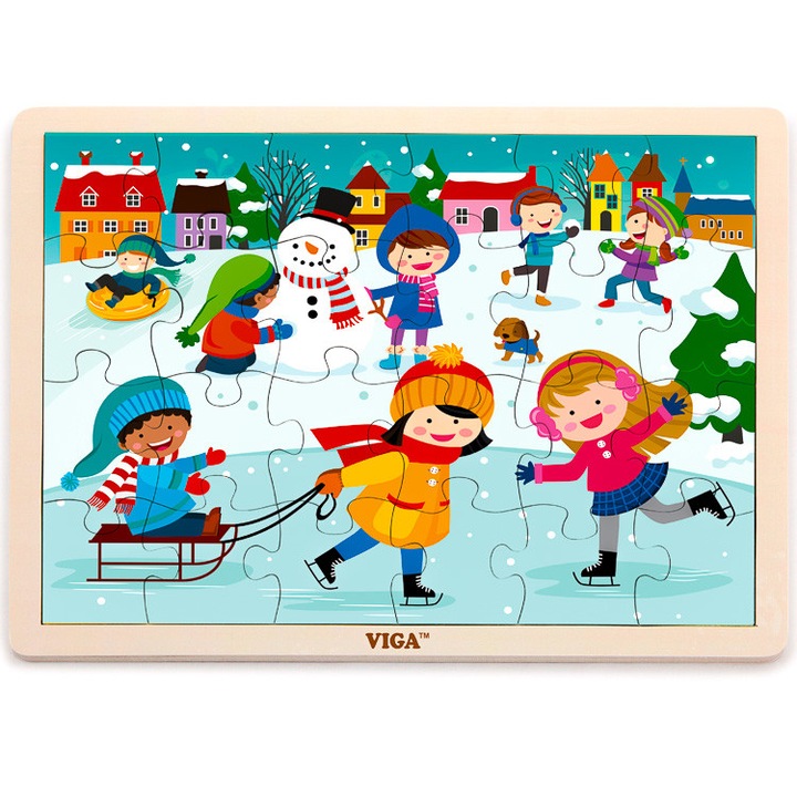 Viga Wood Téli tematikus puzzle gyerekeknek