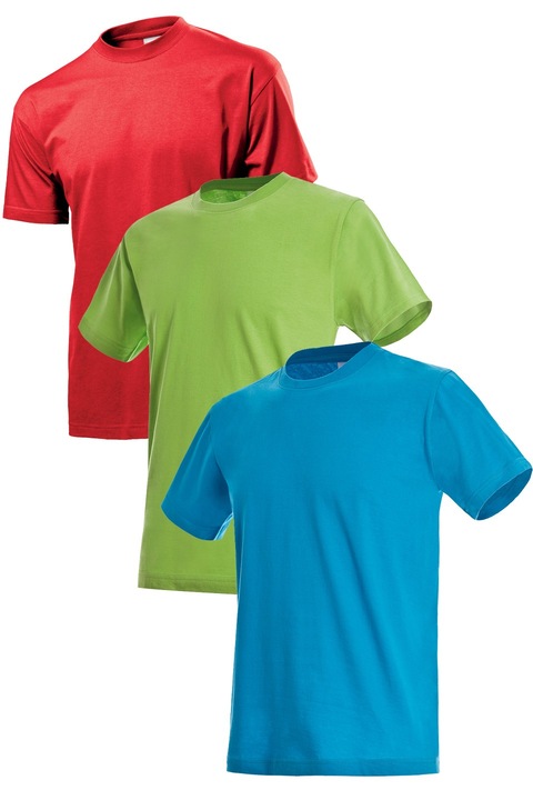 Мъжка тениска, Classic-T , червена, светло зелена, тюркоаз, размер L, 3 бр.