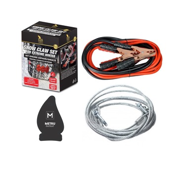 Pachet auto de iarna: Gheare zapada conditii extreme (tip lanturi antiderapante) + Cablu sarcina otel 2 Tone ( sufa / chinga / kinga / stanga) + cablu curent baterie 200A + odorizant Metru Patrat CADOU Pachet auto de iarna: Gheare zapada conditii extreme (tip lanturi antiderapante) + Cablu sarcina otel 2 Tone ( sufa / chinga / kinga / stanga) + cablu curent baterie 200A + odorizant Metru Patrat CADOU