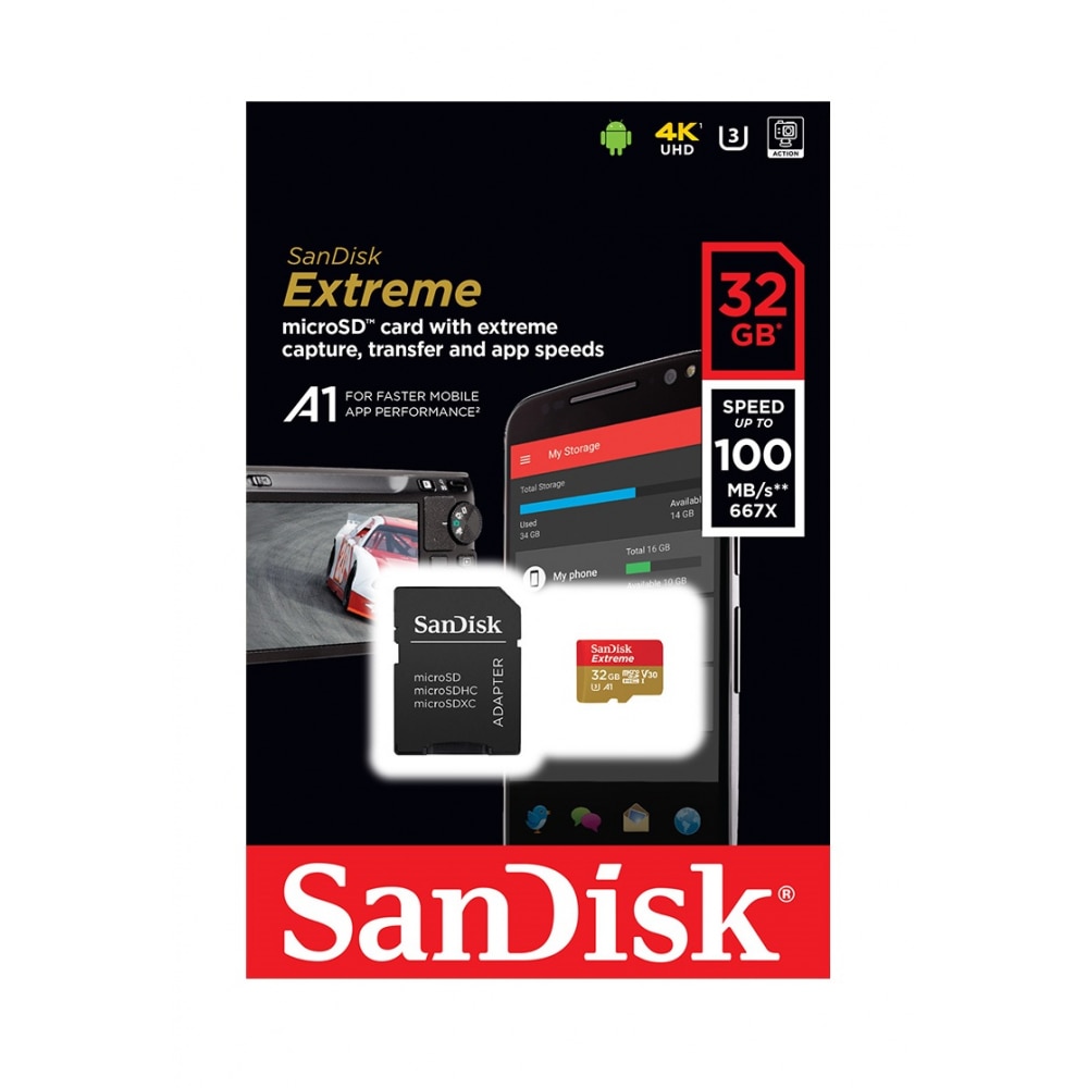 Card de memorie SANDISK Extreme microSDHC Card, 32GB, SD Adaptor, Class (U3)