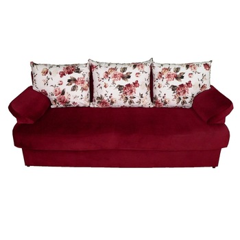 Canapea 3 locuri, extensibila si lada depozitare, Catalina, 2m, Veronika 9,Bordo cu flori Canapea 3 locuri, extensibila si lada depozitare, Catalina, 2m, Veronika 9,Bordo cu flori
