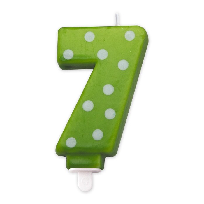 Lumanare Pois Verde Nr. 7 Big Party