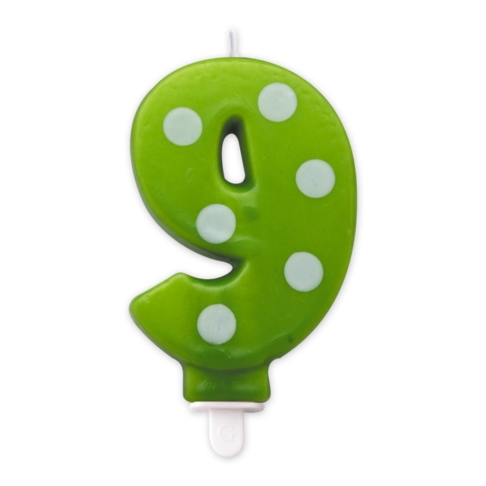 Lumanare Pois Verde Nr. 9 Big Party