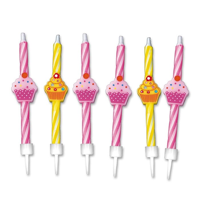 Lumanari Briose 8 cm + suport 6 bucati/set Big Party