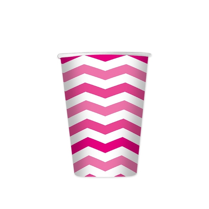 Pahare 200 ml Zig Zag Fuxia 8 bucati/set Big Party