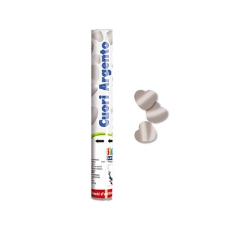 Tun Confetti 30 cm Inimi Argintii Metalic Big Party Tun Confetti 30 cm Inimi Argintii Metalic Big Party