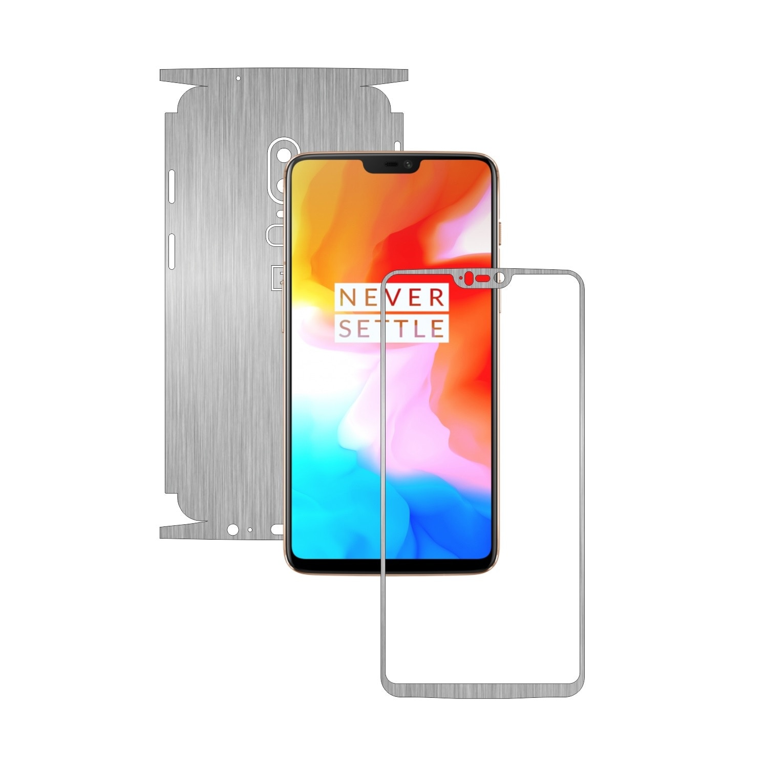 Folie de protectie Carbon Skinz, Husa de tip Skin Adeziv pentru Carcasa, Brushed Argintiu dedicata OnePlus 6