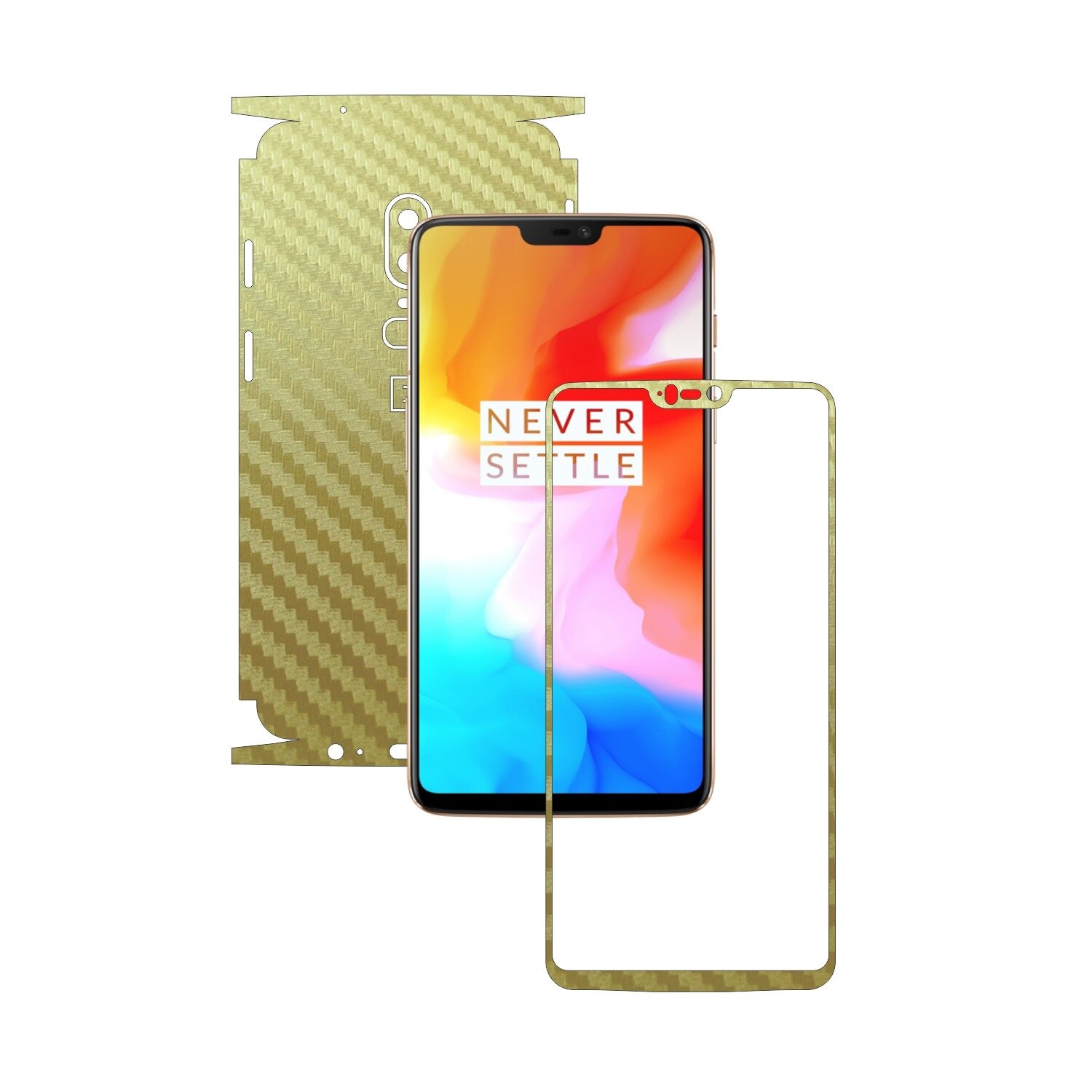Folie de protectie Carbon Skinz, Husa de tip Skin Adeziv pentru Carcasa, Carbon Auriu dedicata OnePlus 6