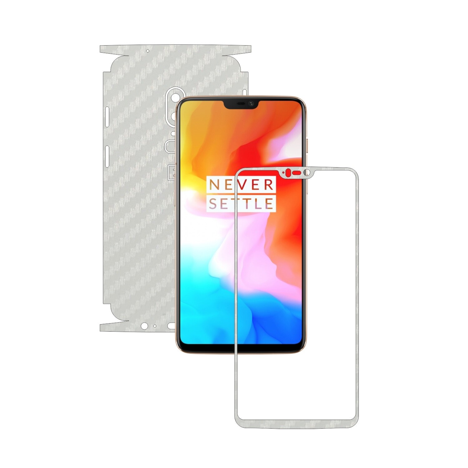 Folie de protectie Carbon Skinz, Husa de tip Skin Adeziv pentru Carcasa, Carbon Alb dedicata OnePlus 6