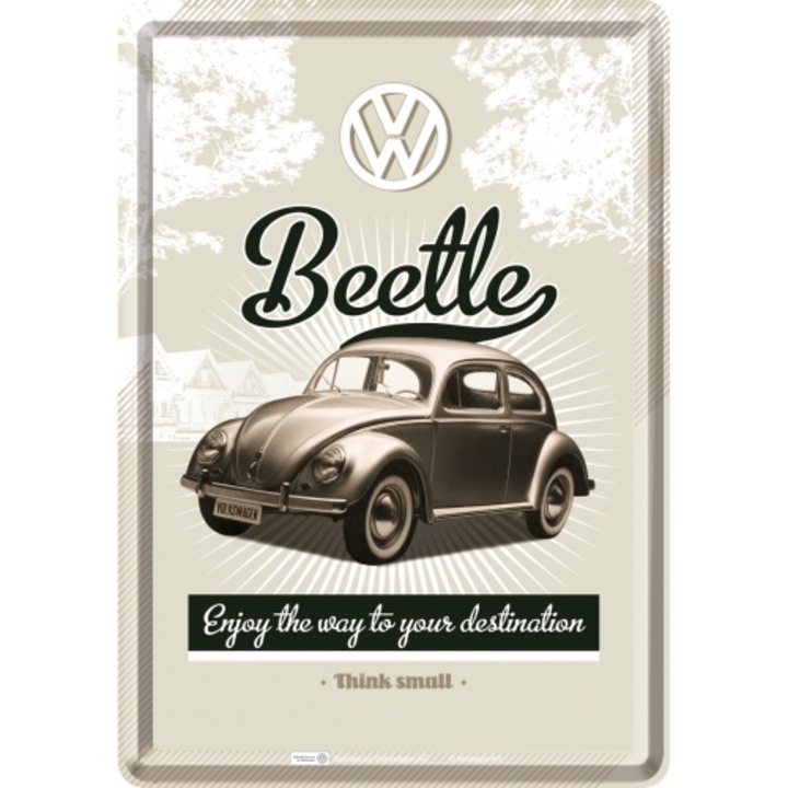 Placa metalica decor 10x14 cm "Volkswagen Retro Beetle"