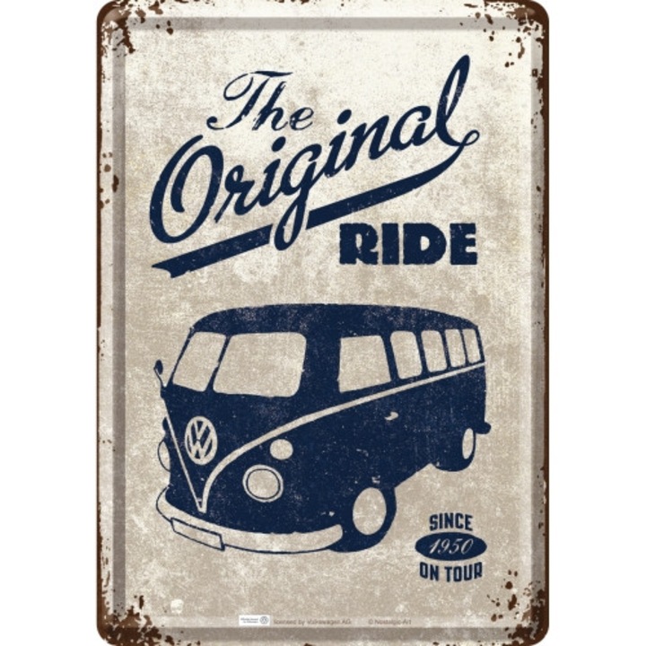 Placa metalica decor 10x14 cm "Volkswagen Bulli The Original Ride"