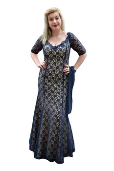 Rochie eleganta din dantela, D&J Exclusive, Bleumarin/Crem Rochie eleganta din dantela, D&J Exclusive, Bleumarin/Crem