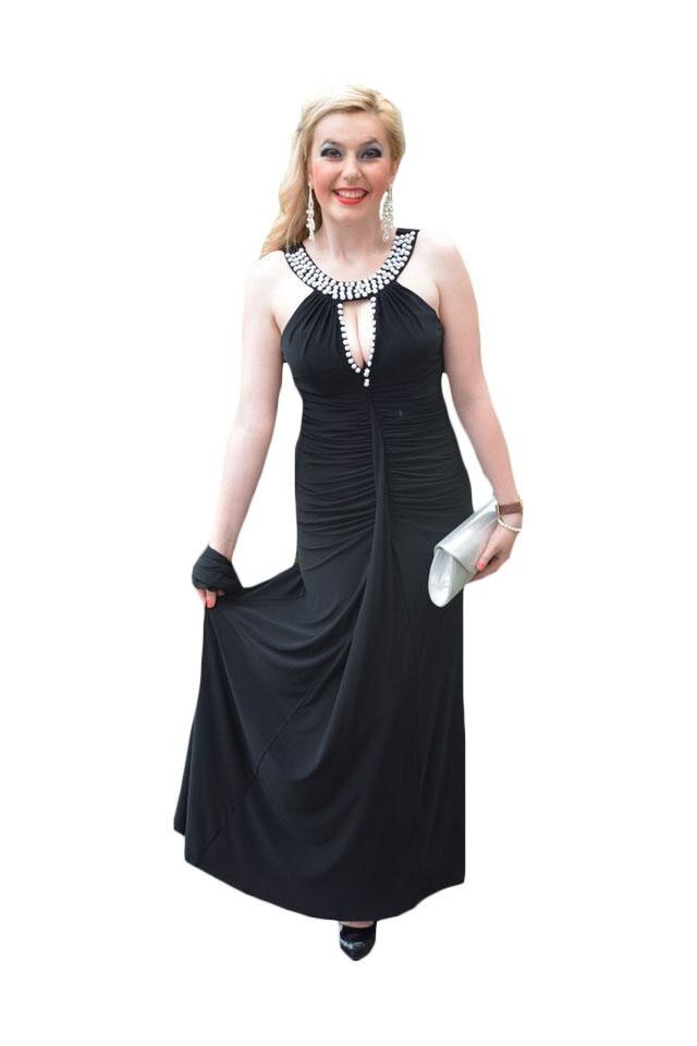Rochie de seara eleganta din jerse fin, D&J Exclusive, Negru