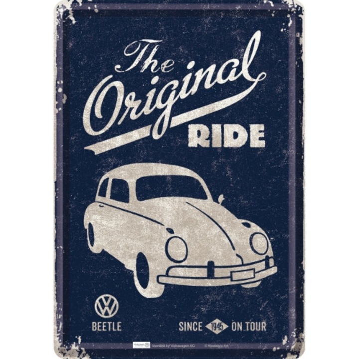 Placa metalica decor 10x14 cm "Volkswagen Beetle The Original Ride"