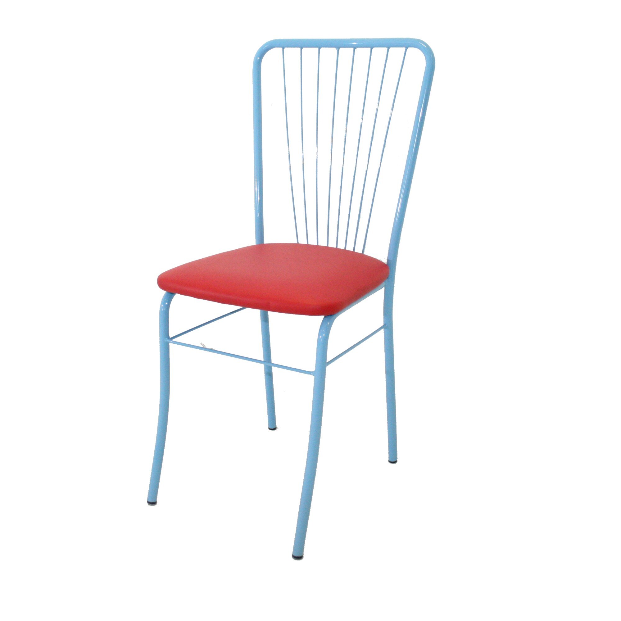 Scaun Nera 8 Vopsit, Piele Ecologica, Albastru/Rosu