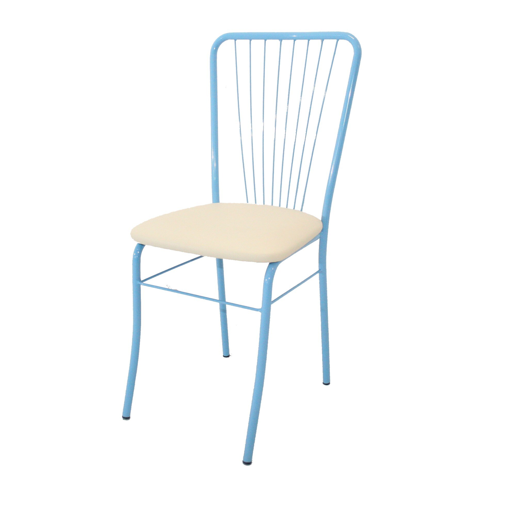 Scaun Nera 8 Vopsit, Piele Ecologica, Albastru/Crem