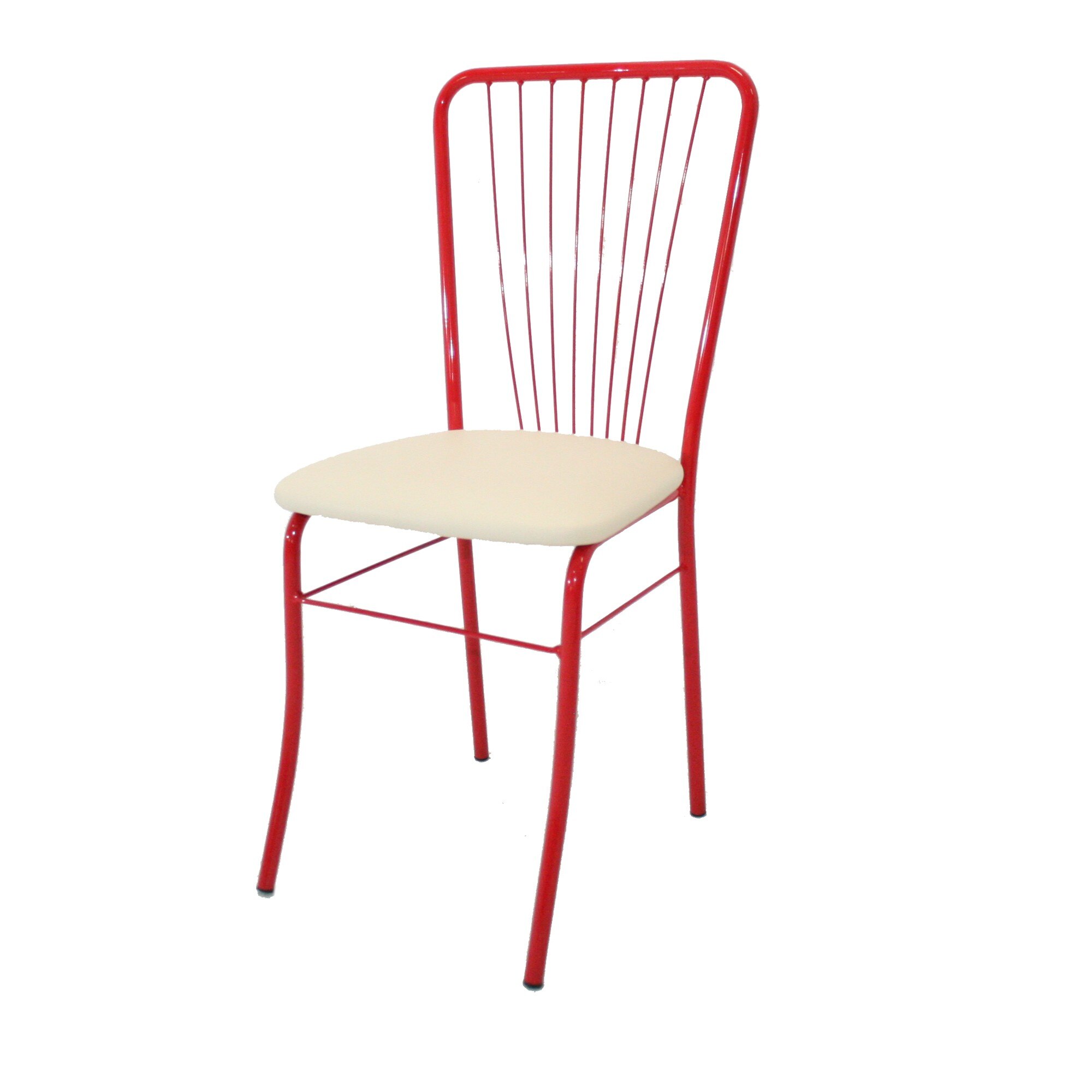 Scaun Nera 8 Vopsit, Piele Ecologica, Rosu/Crem