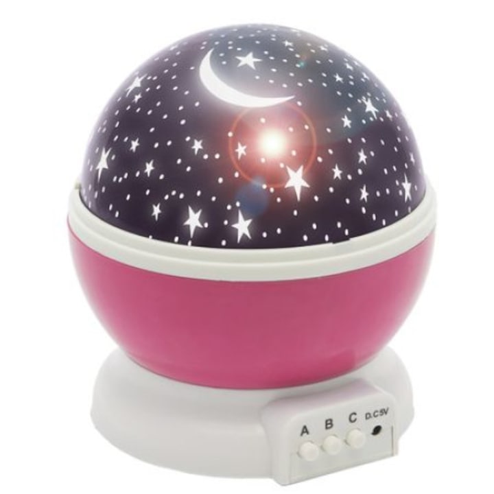 Проектор Star Master, 4 x LED, USB, функция на въртене, розова