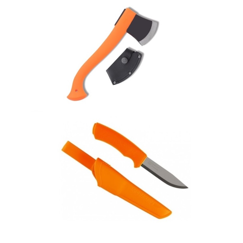 Set topor si cutit bushcraft orange Mora CBS21
