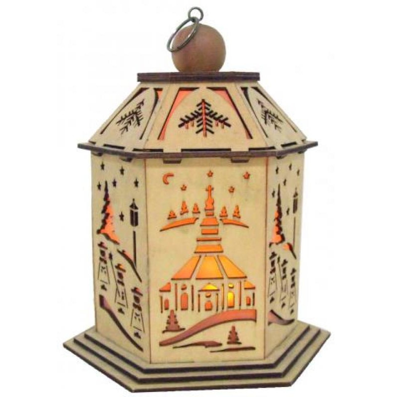 Led Lanterna din lemn