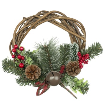 Coronita de Craciun cu clopotel Holly, 25.5 cm Coronita de Craciun cu clopotel Holly, 25.5 cm