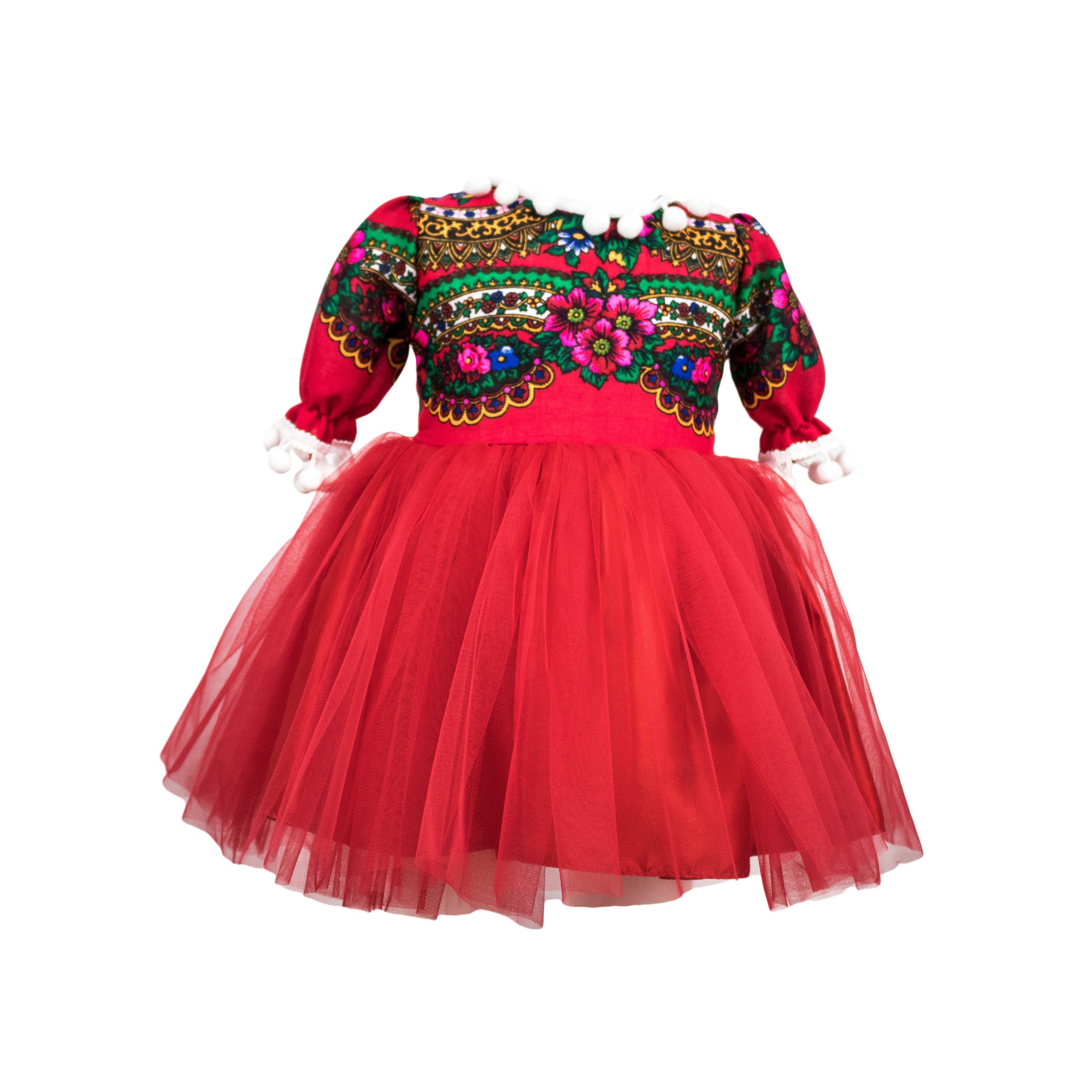 Rochie traditionala botez, Mara multicolora, varsta 0-3 luni