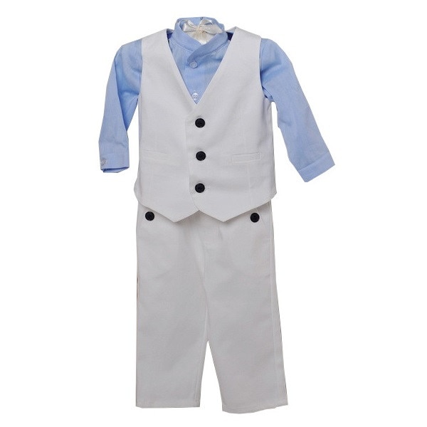 Costumas Dimitrius, Alb, Albastru, 62 cm