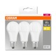 Osram A100 LED izzókészlet, 3 darab, E27, 14W (100W), 1521 lm, matt, Meleg fény 2700K