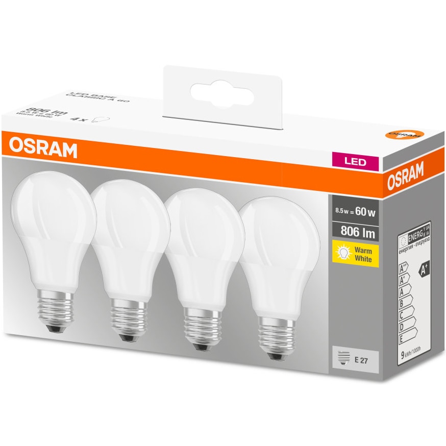 Part Definitive Motivation Set 4 becuri LED Osram Base Classic A60, E27, 8.5W (60W), 806 lm, lumina  calda (2700K) - eMAG.ro
