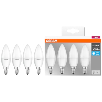 Set 4 becuri LED Osram Base Classic B40, E14, 5W (40W), 470 lm, lumina neutra (4000K) Set 4 becuri LED Osram Base Classic B40, E14, 5W (40W), 470 lm, lumina neutra (4000K)