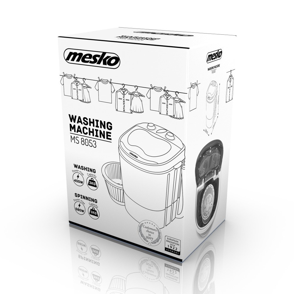 Mesko - Portable Mini Machine à Laver Camping Caravane 3Kg Spin Sèche-linge  Séchage, 580, Blanc/Bleu, Mesko, MS 8053 - Lave-linge - Rue du Commerce