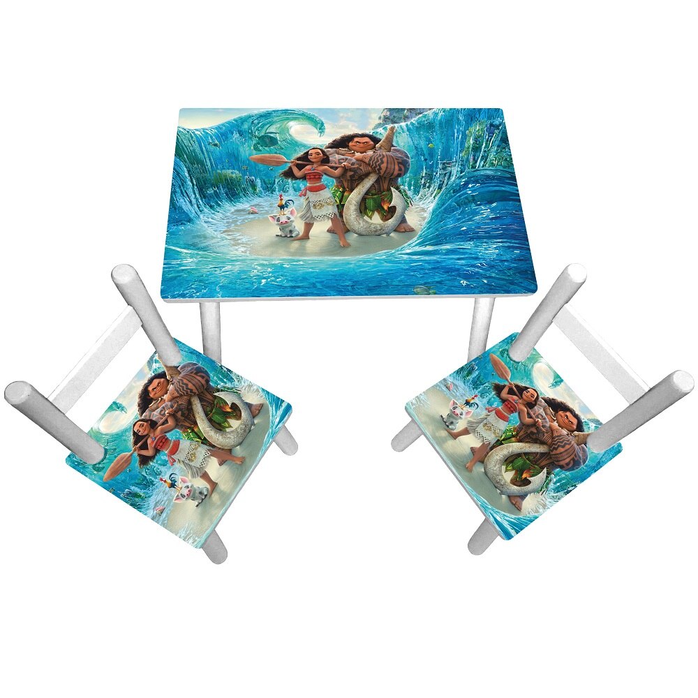 Masuta copii cu 2 scaunele Moana Disney, MDF si lemn