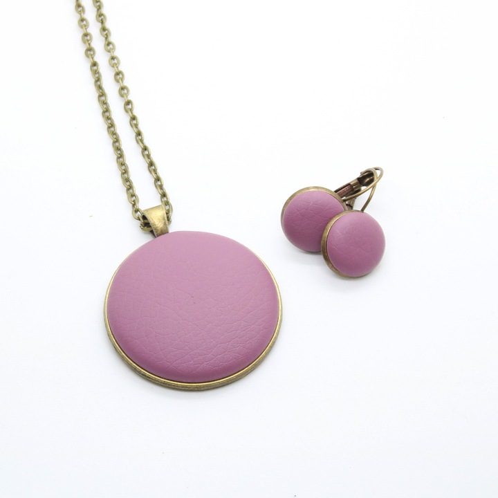 Set colier cu cercei POGA Mauve Purple