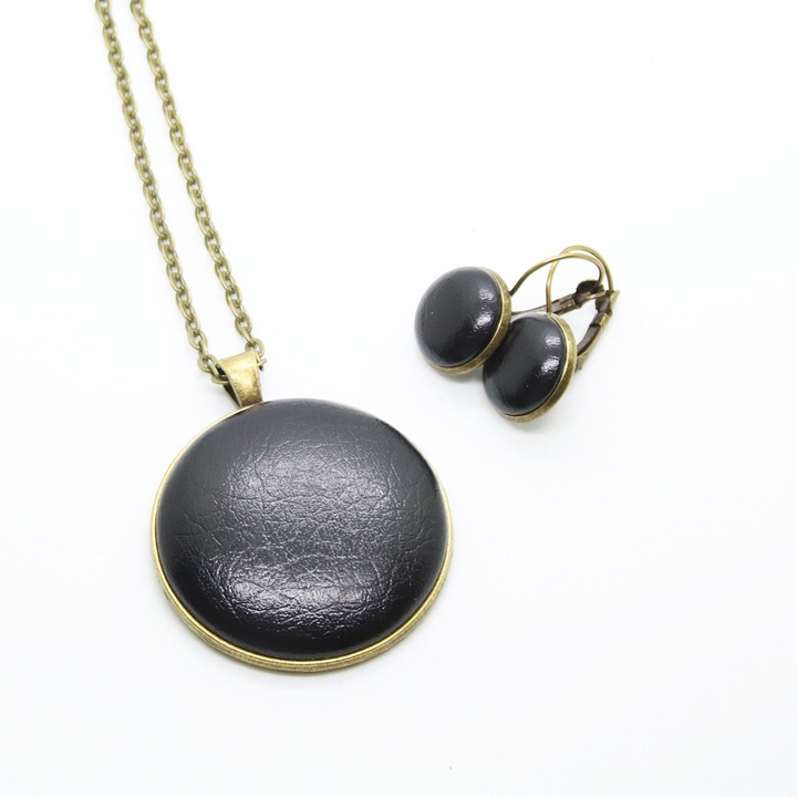 Set colier cu cercei POGA Pearl Black