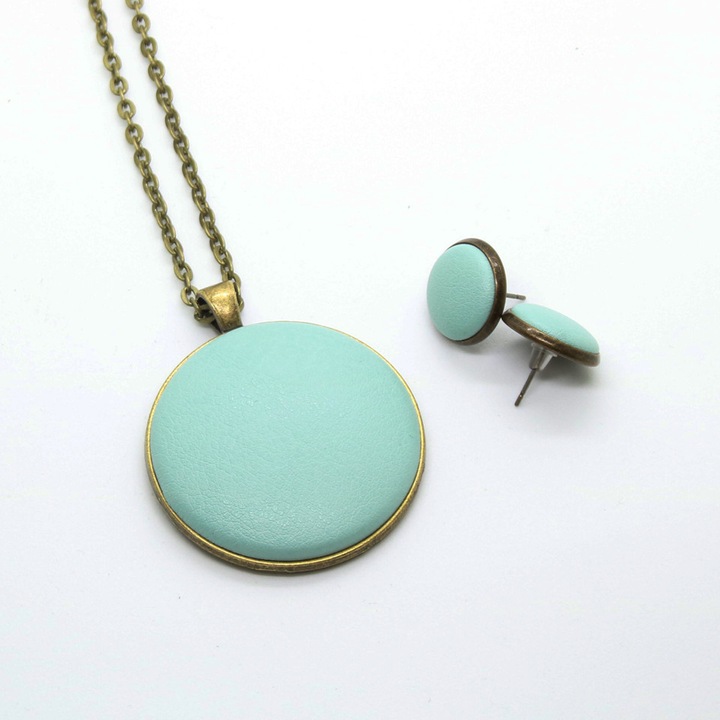 Set colier cu cercei POGA Mint Green