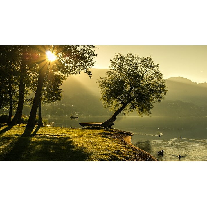 Tablou Canvas, Apus de soare, 90 x 50 cm, Rama lemn, Multicolor