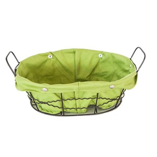 Cos paine oval RAKI din metal cu panza culoare verde 25x20x8cm