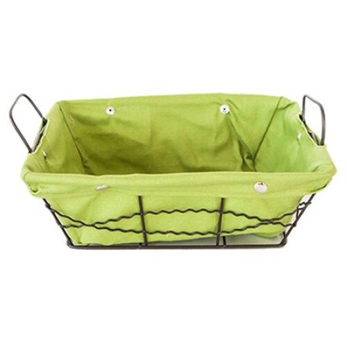 Cos servire RAKI dreptunghiular paine din metal cu panza culoare verde 23x18x8cm