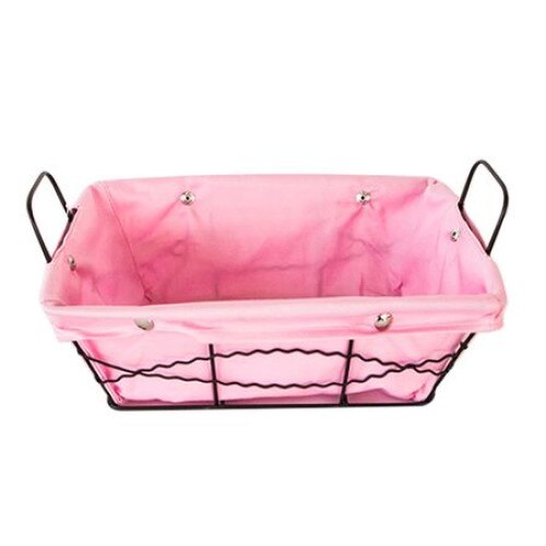 Cos servire RAKI dreptunghiular paine din metal cu panza culoare roz 23x18x8cm