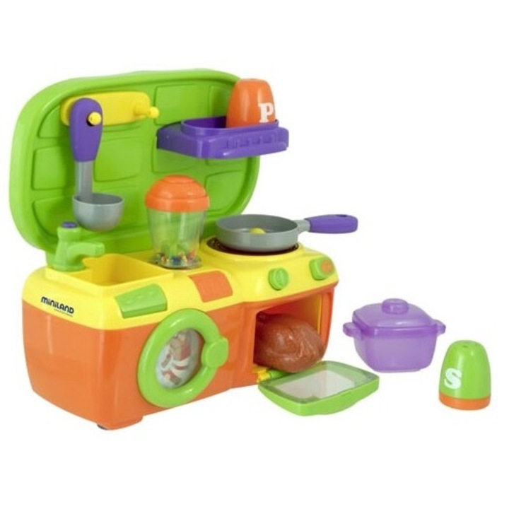 Mini bucatarie Miniland, sunete, baterii incluse, multicolor