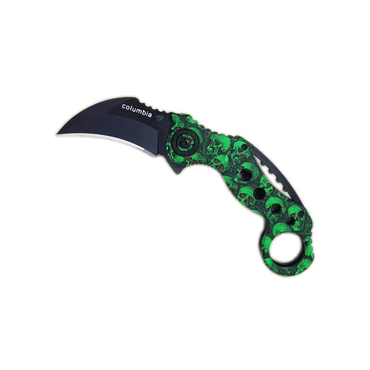 Cutit tip briceag Karambit Columbia celtic skull verde claw knife