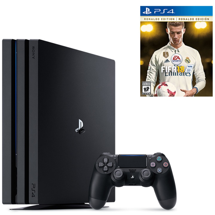 Consola Playstation 4 PRO, 4K, 1ТВ, Sony PS4 Pro+Joc FIFA 18 Ronaldo edition pentru Playstation 4
