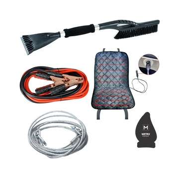 Pachet auto de iarna: Cabluri curent baterie 400 A + Husa auto cu incalzire 12V neagra + Perie si curatator Gheata, 50cm, Soft grip + Cablu Sarcina Otel 2 Tone (sufa / chinga tractare) + Odorizant Metru Patrat CADOU Pachet auto de iarna: Cabluri curent baterie 400 A + Husa auto cu incalzire 12V neagra + Perie si curatator Gheata, 50cm, Soft grip + Cablu Sarcina Otel 2 Tone (sufa / chinga tractare) + Odorizant Metru Patrat CADOU