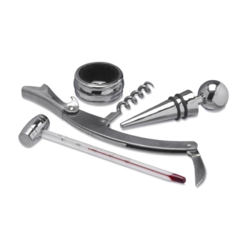 Set pentru vin cu 4 piese in cutie din lemn, Giftpoint