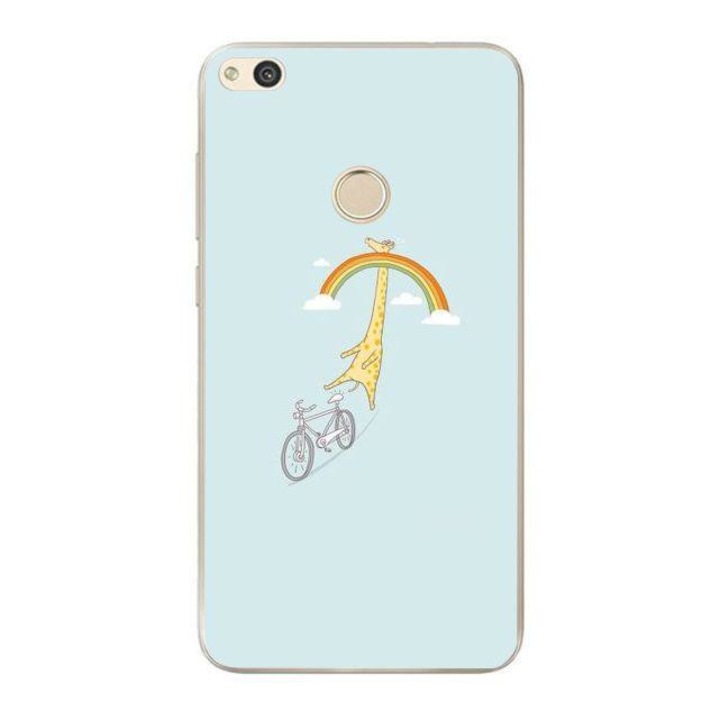 Husa silicon pentru P9 Lite 2017 - Giraffe Rainbow
