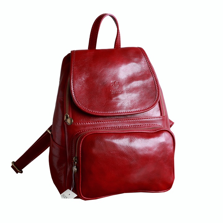 Rucsac dama din piele naurala, bordo, DR105D