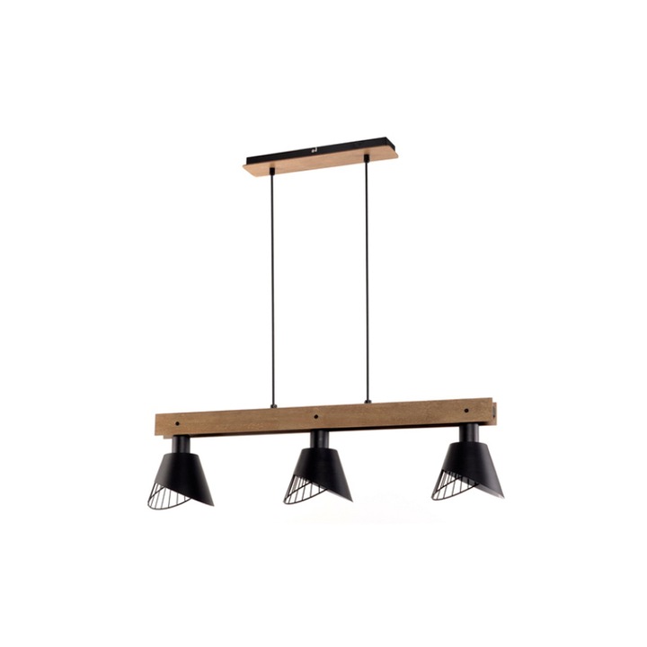 Pendul, LIGHTEX, BRUNO, 3xE27, 840x175x850mm, Negru/Maro